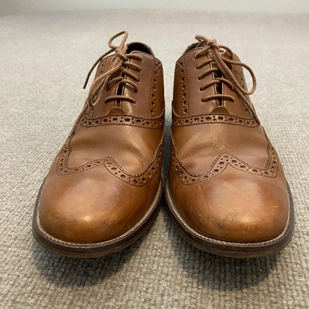 Cole Haan Shoes Mens Size 8 M Brown Leather Wingtip Brogue Dress Oxfords C12210